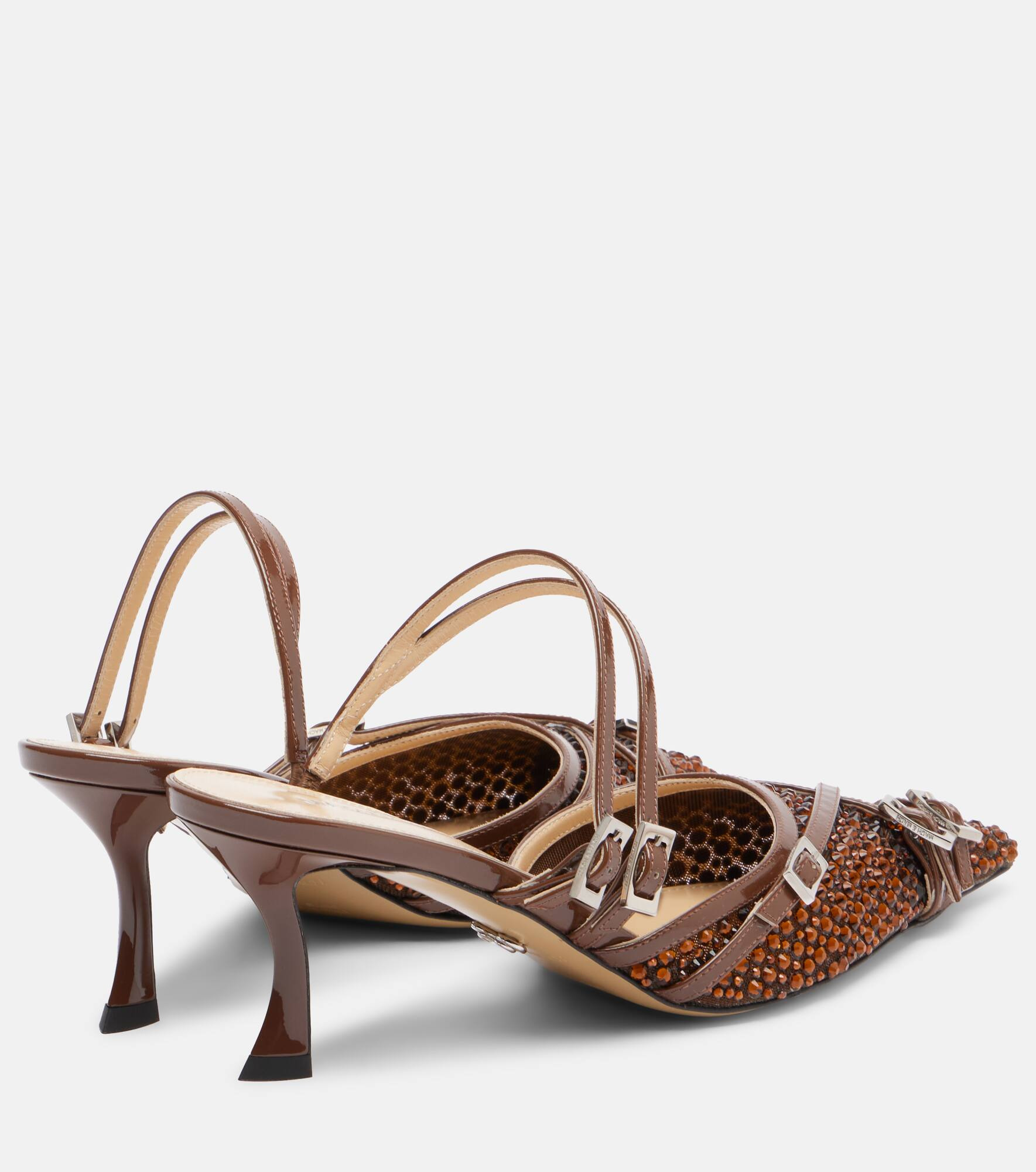 Crystal Net 65 leather-trimmed mules - 2