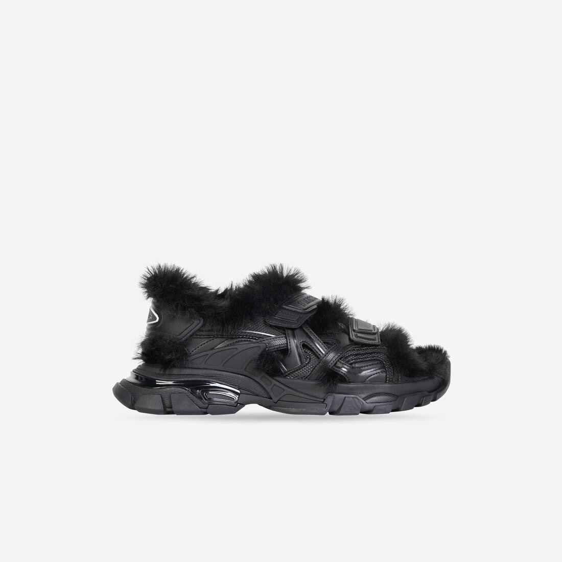 Women's Track Sandal Fake Fur in Black - 1