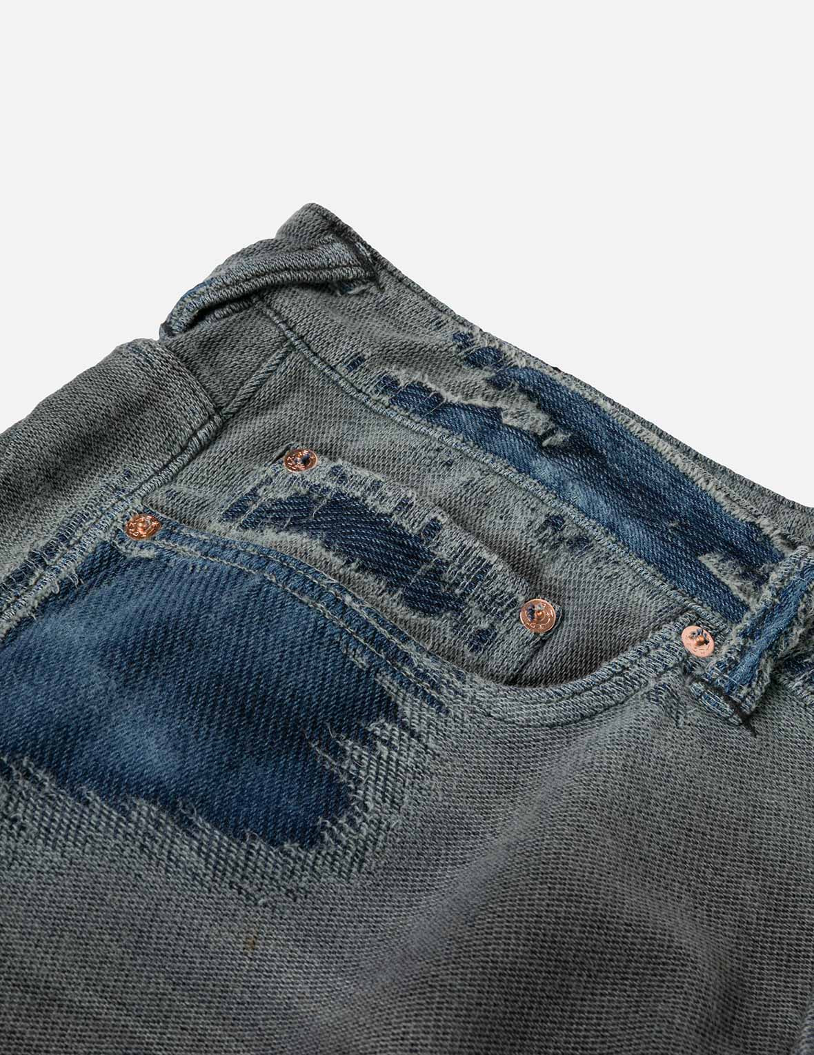 Washed Distressed Seagull Print 3D Cut Jeans - 8