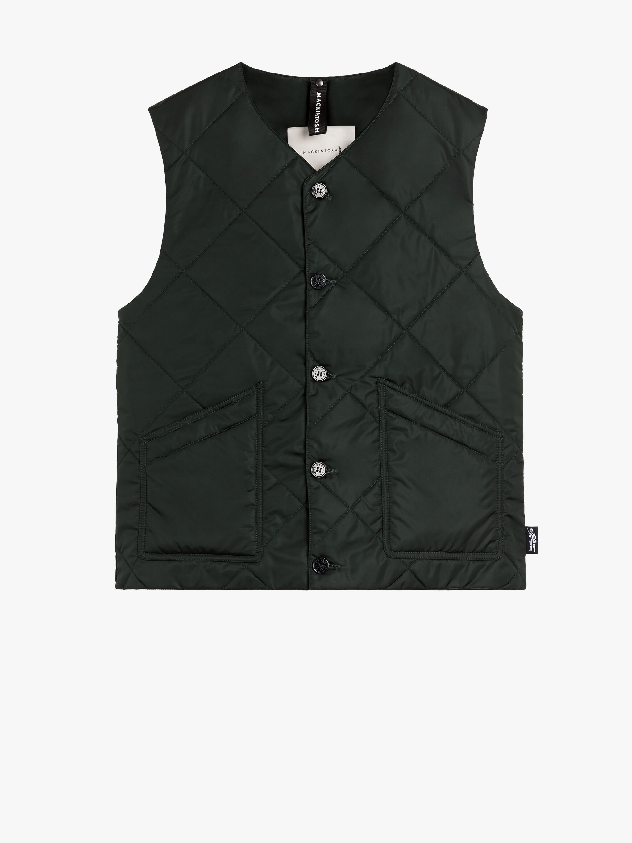 NEW HIG BOTTLE GREEN NYLON QUILTED LINER VEST - 4
