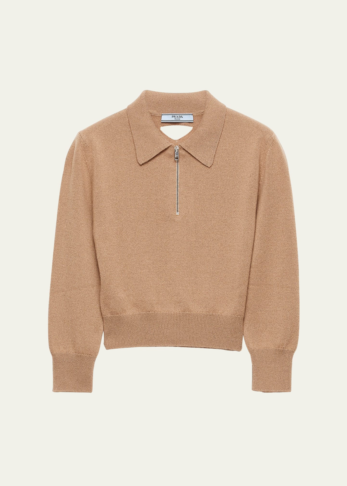 Cashmere Quarter-Zip Crop Sweater - 1