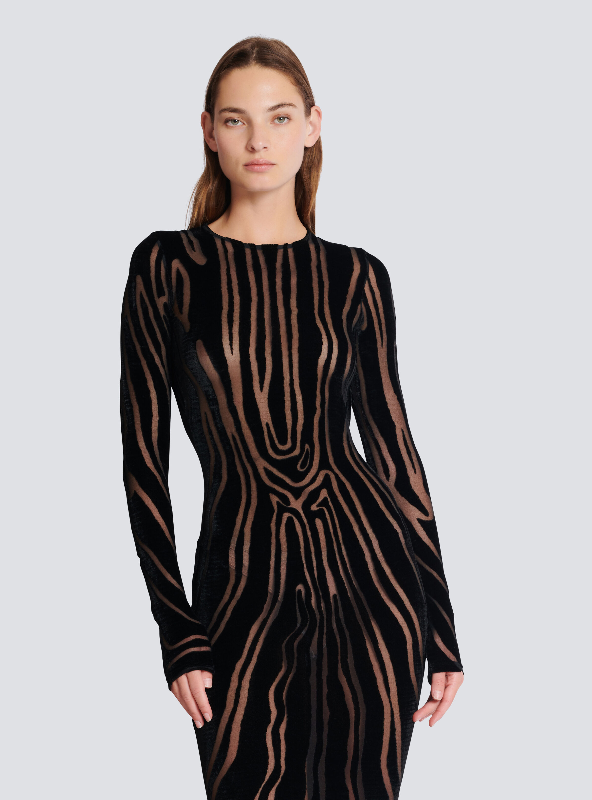 Long zebra-print velvet dress - 7