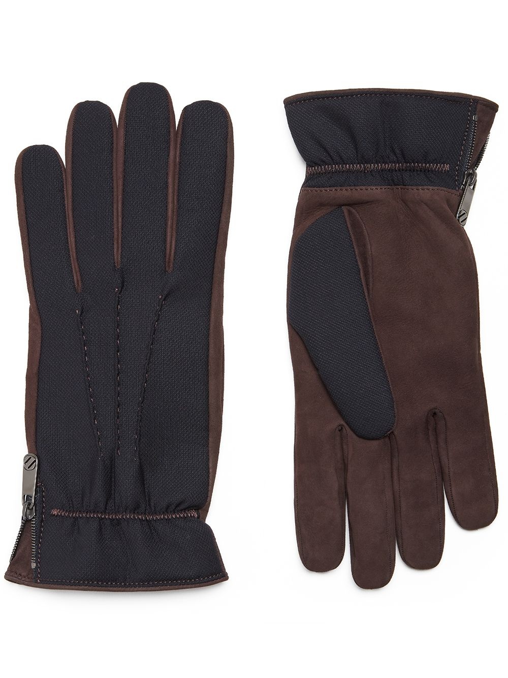 short contrast-panel gloves - 1