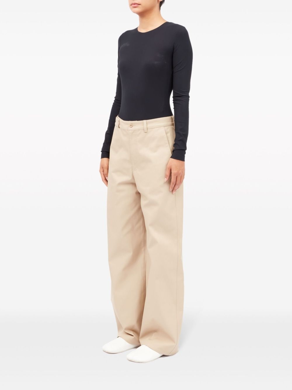 wide-leg gabardine trousers - 6
