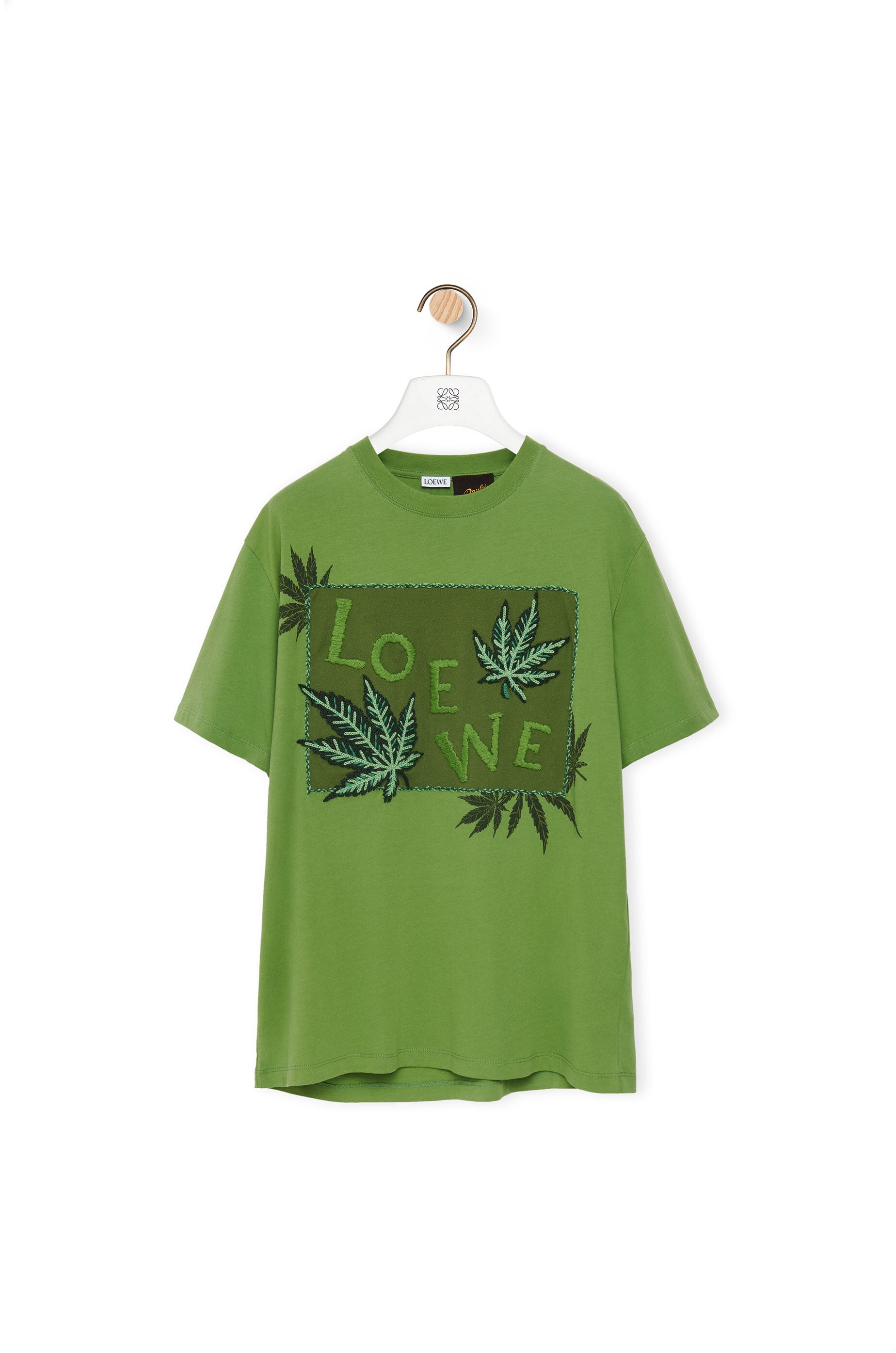 Leaf embroidered T-shirt in cotton - 1