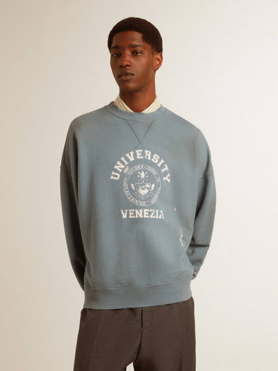 Golden Goose Oversized sweatshirt in baby blue with distressed finish outlook