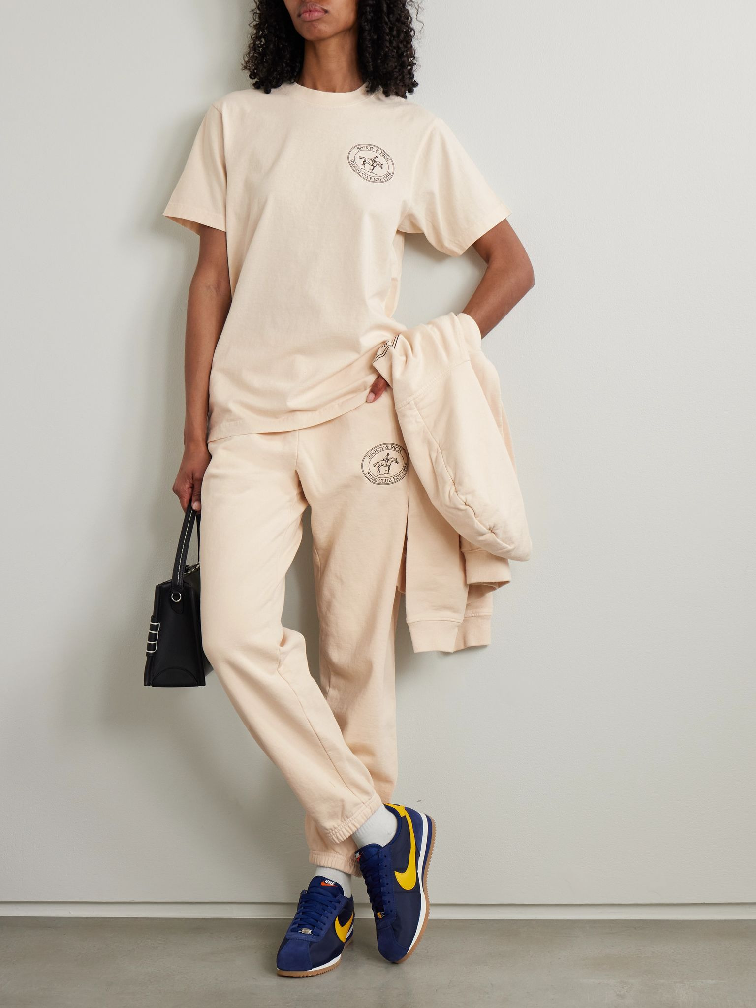 Riding Club printed cotton-jersey T-shirt Cream - 2