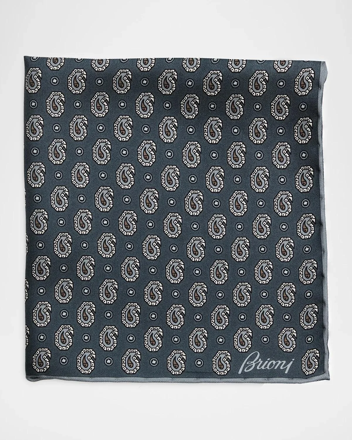 Men's Hand-Rolled Paisley Silk Pocket Square - 1