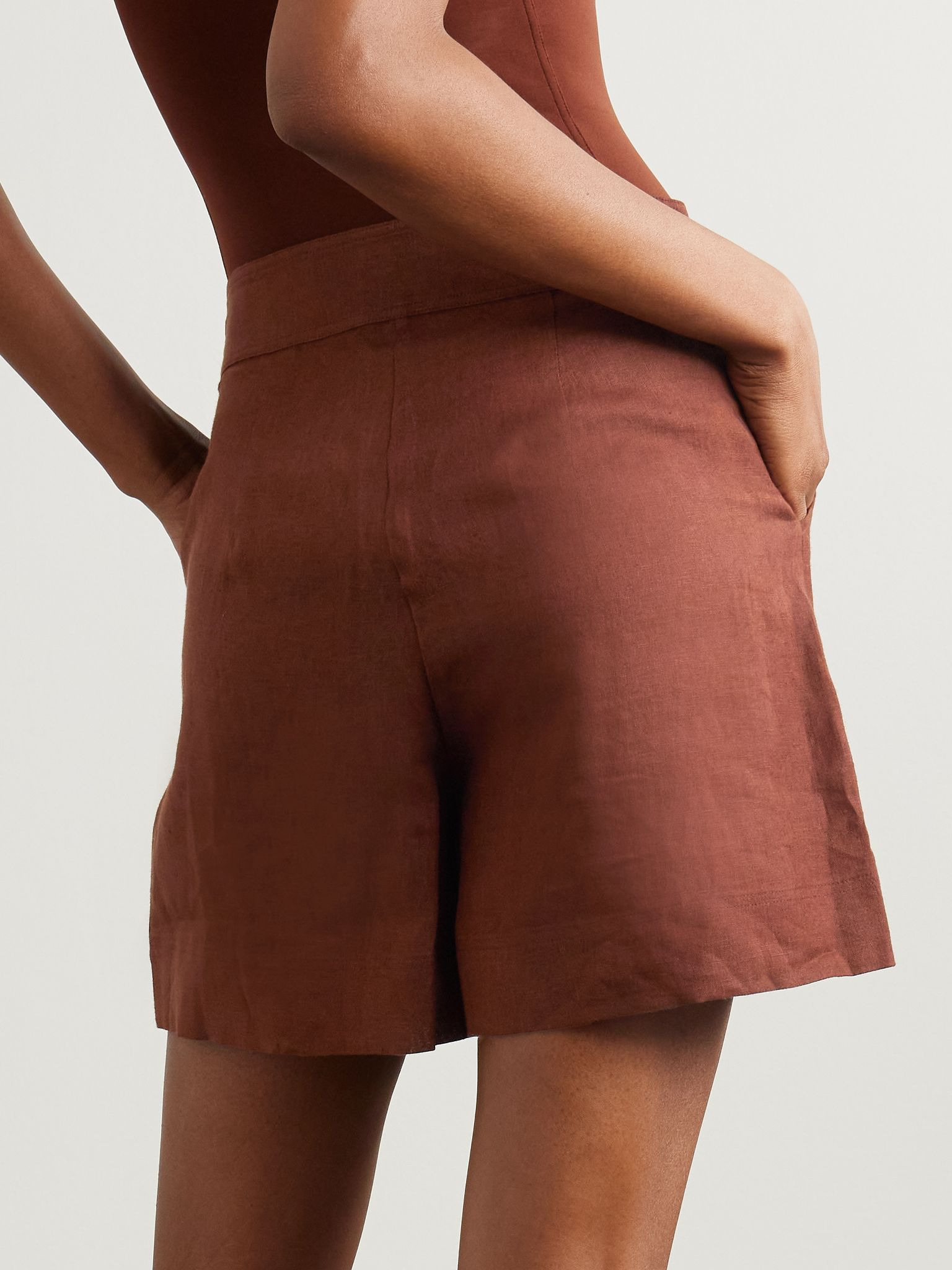 L'Intemporel Correct linen shorts Brown - 3
