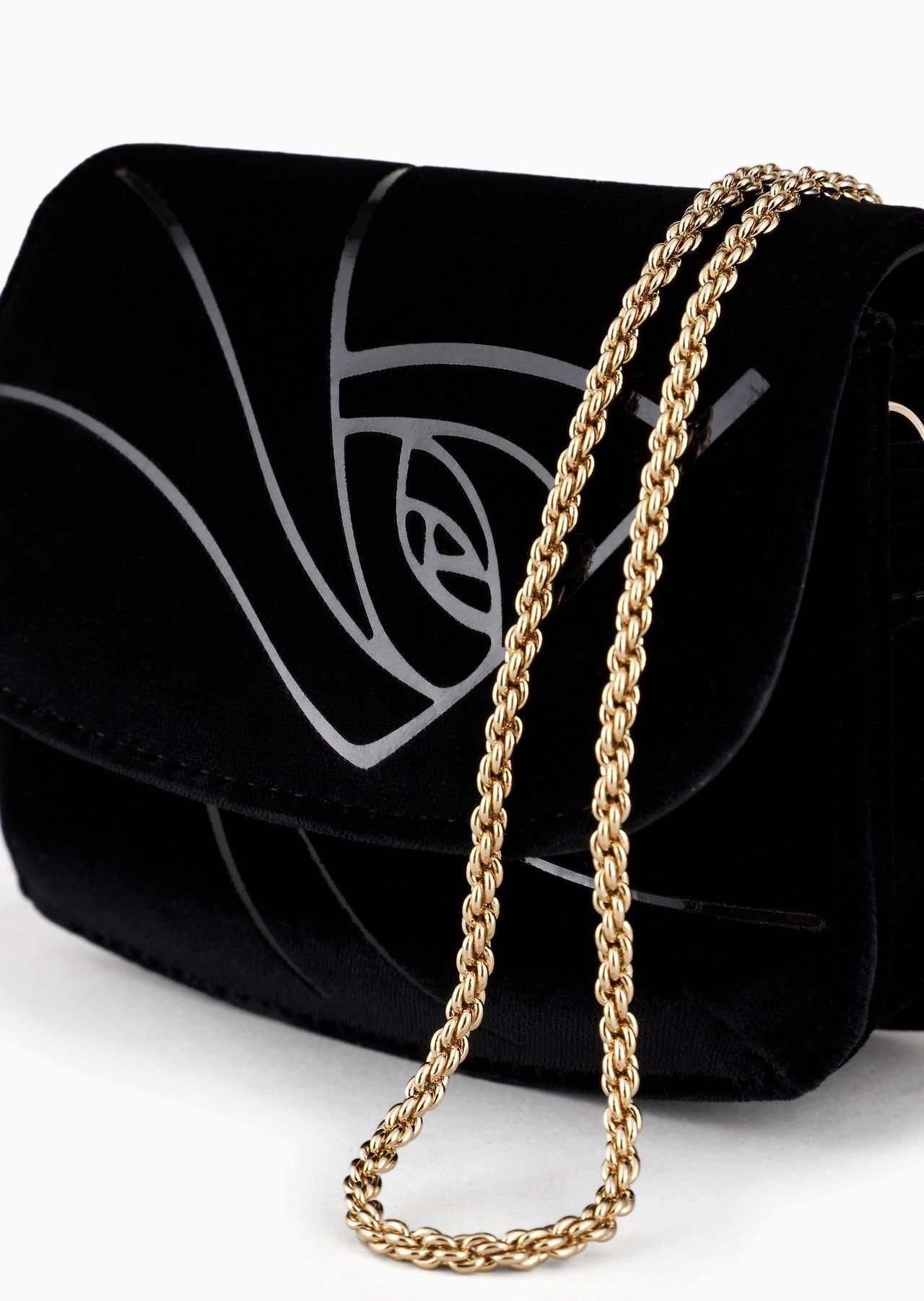 La Prima small charm bag in rose-print velvet - 5