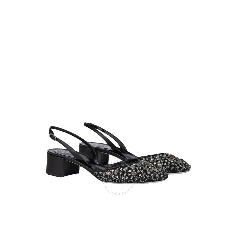 Rene Caovilla Black Cinderella 40 Crystal Slingback Pumps - 2