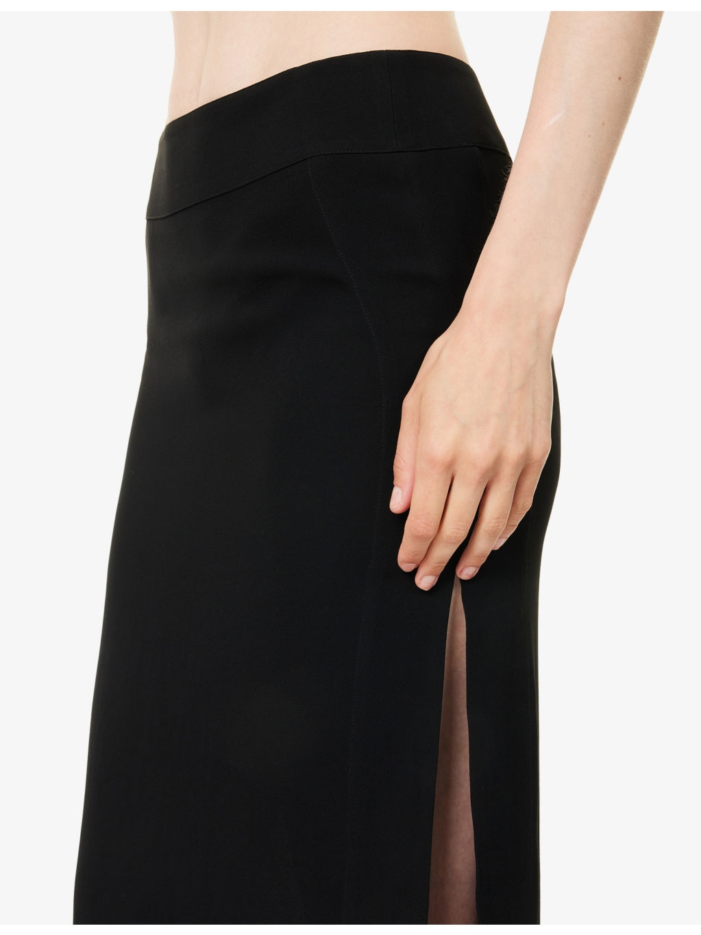 High Slit Darted Woven Maxi Skirt - 5