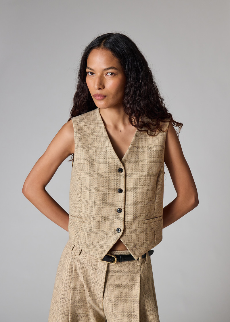 Women's Stone Check Waistcoat 6