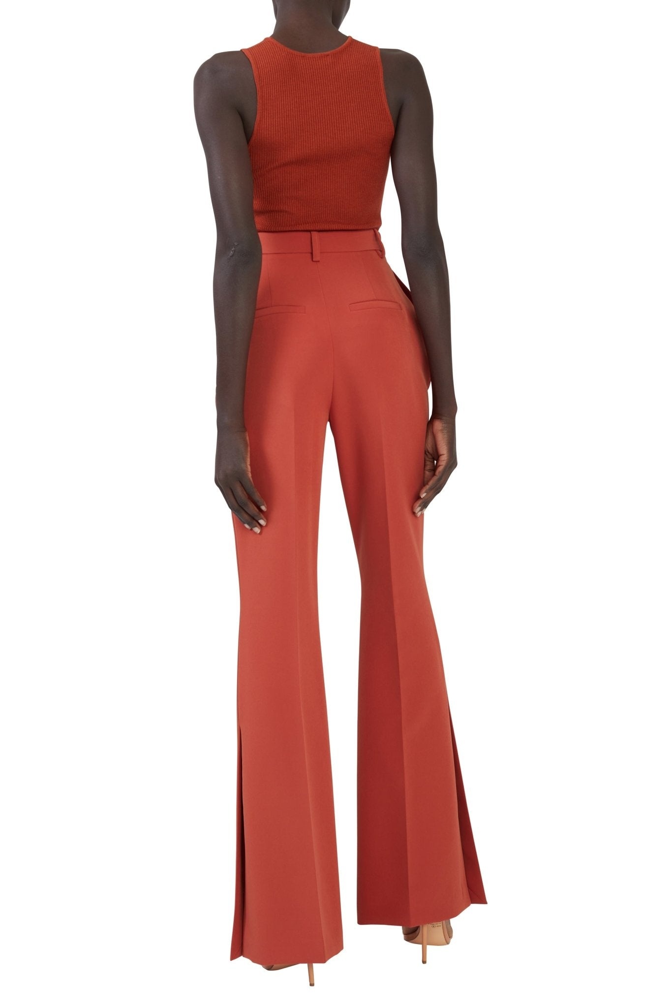 Matte Crepe High Waisted Flare Leg Pant - 2
