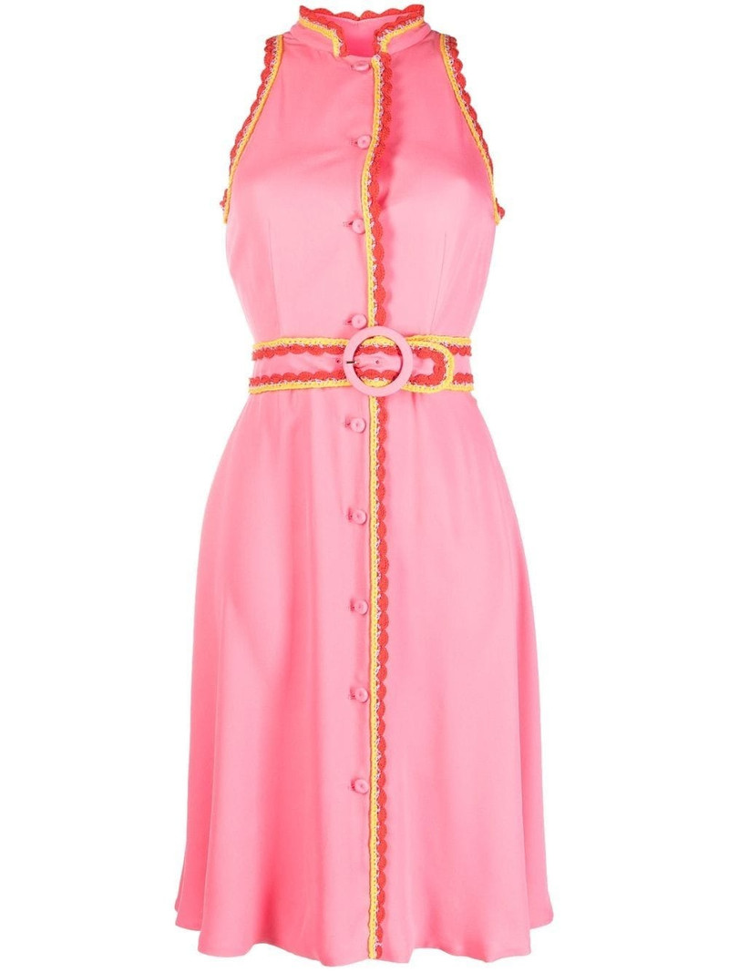 belted-waist sleeveless dress 1