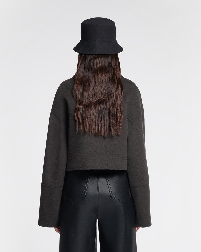 Cropped Double Wool And Silk Jacket 3