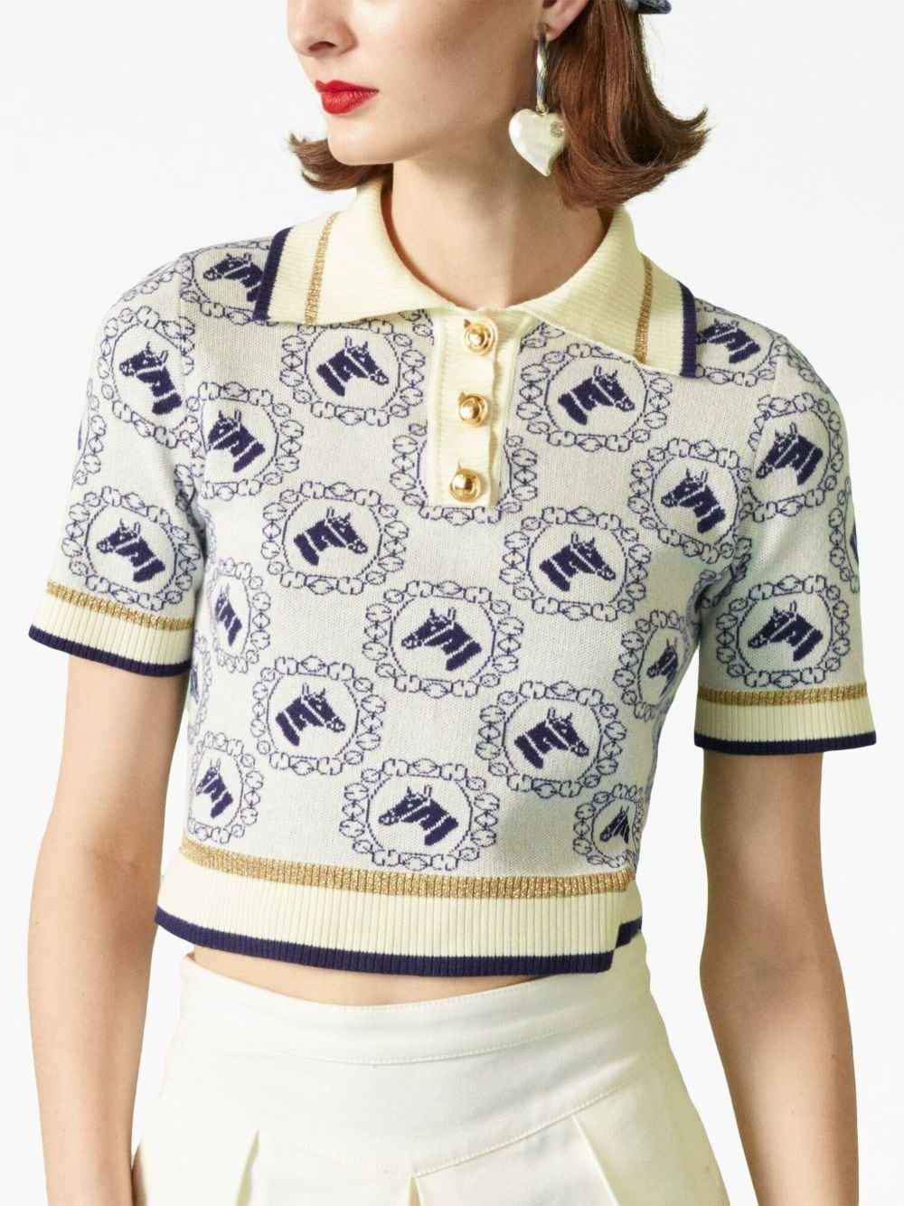 Equestrian jacquard polo top - 5