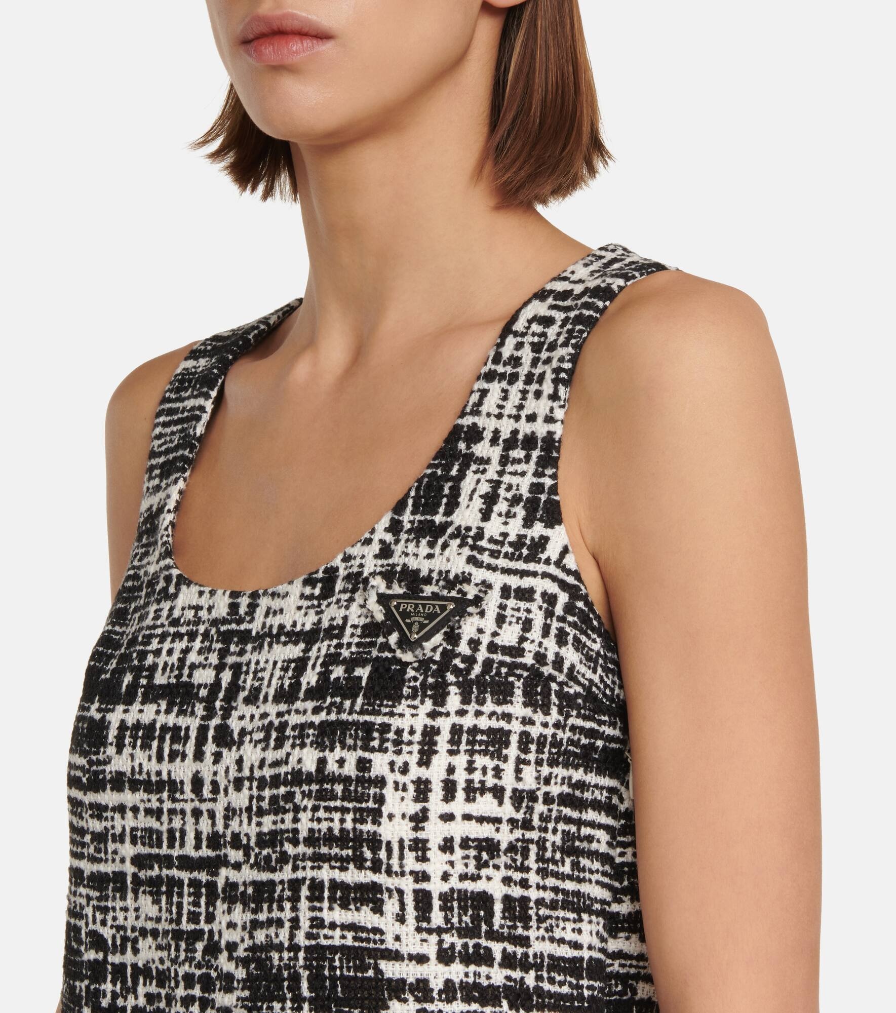 Cotton and linen tweed minidress - 4
