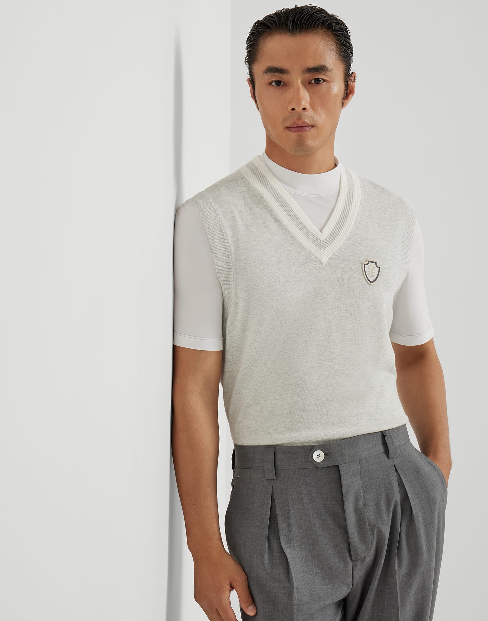Cotton knit vest with logo - 4