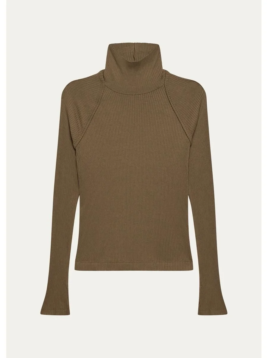 Rib-Knit Shrug Turtleneck - 1