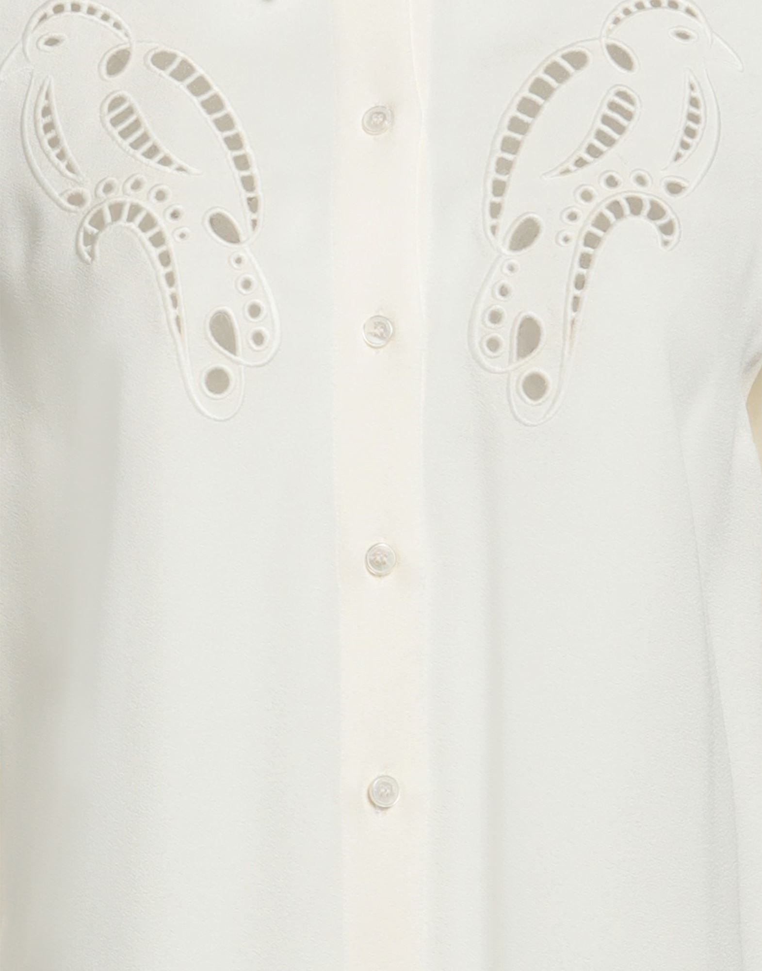 White Women's Solid Color Shirts & Blouses - 4