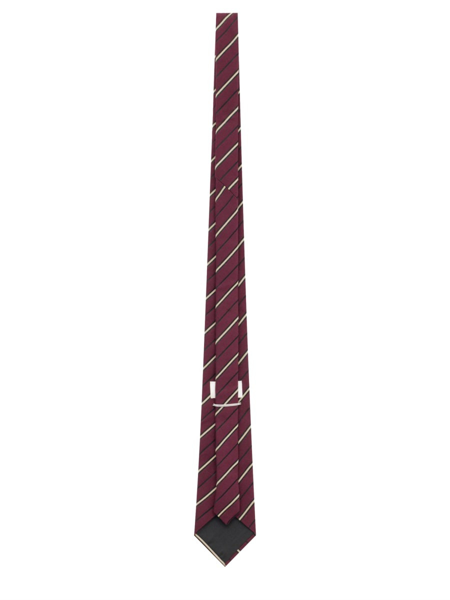 SILK AND WOOL STRIPED WIDE TIE - 2