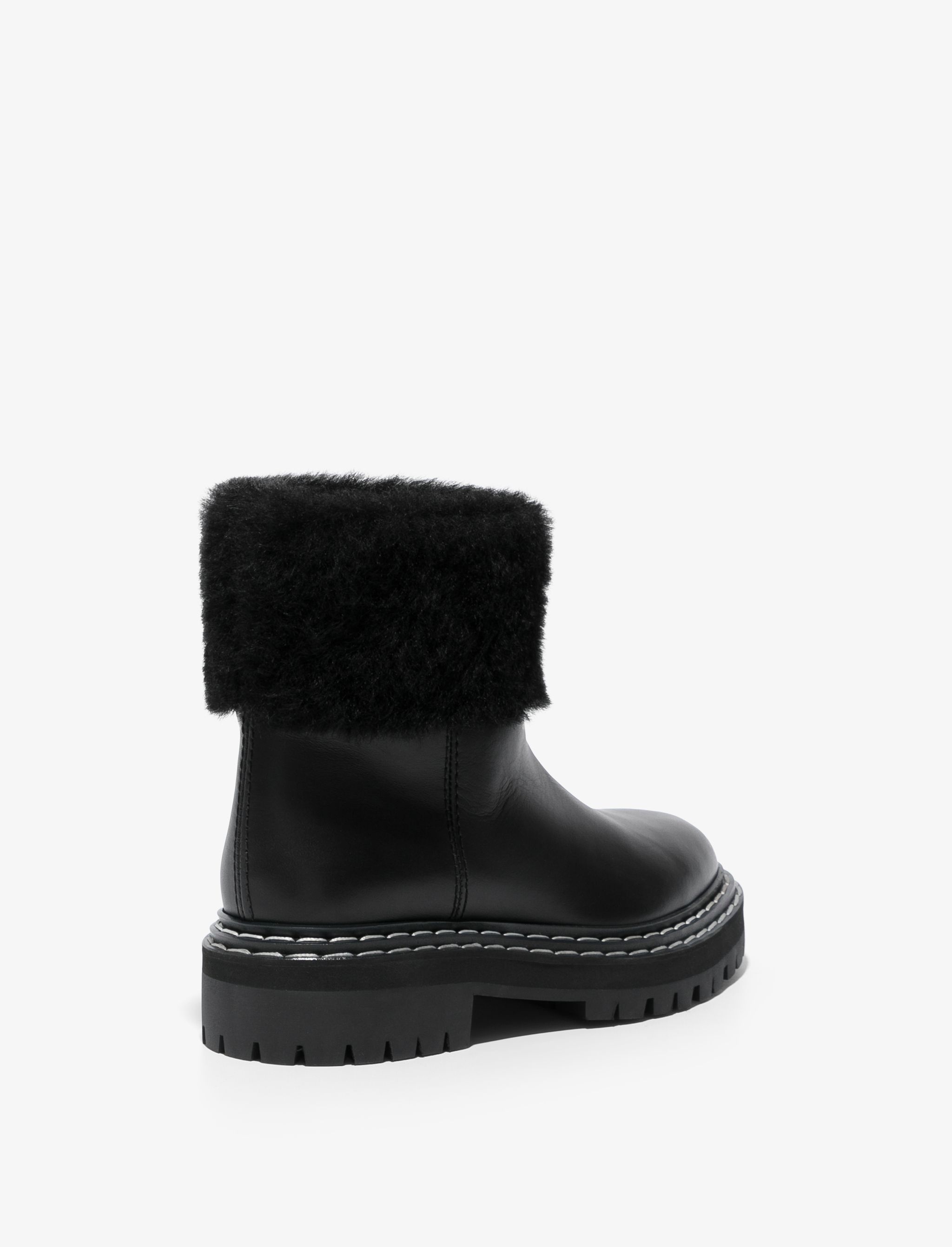 Lug Sole Shearling Ankle Boots - 3