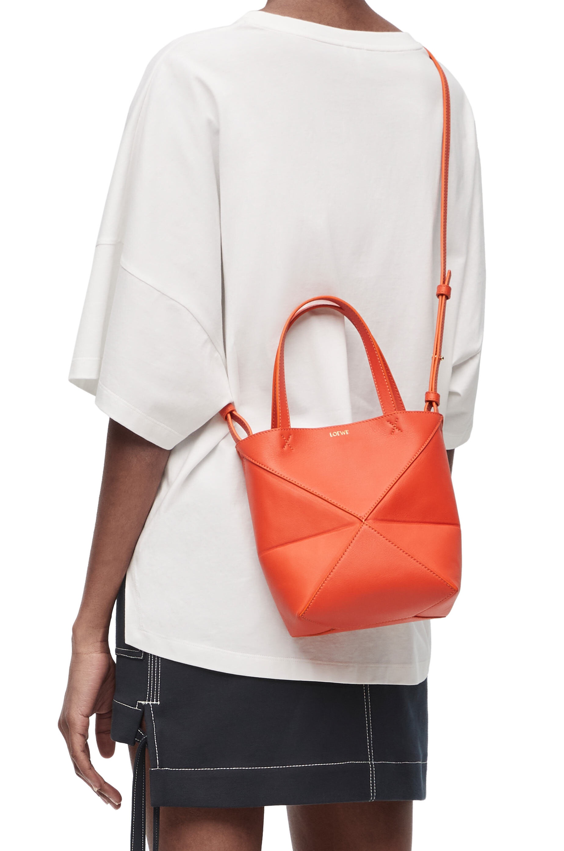Mini Puzzle Fold Tote in shiny calfskin - 3