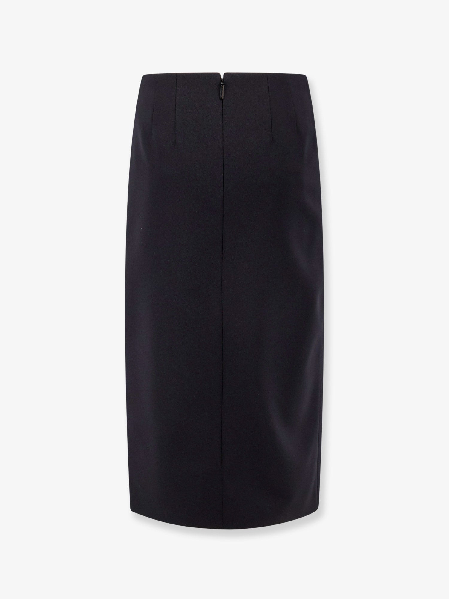 Virgin Wool Longuette Skirt With Slits And Silk Lining - 5