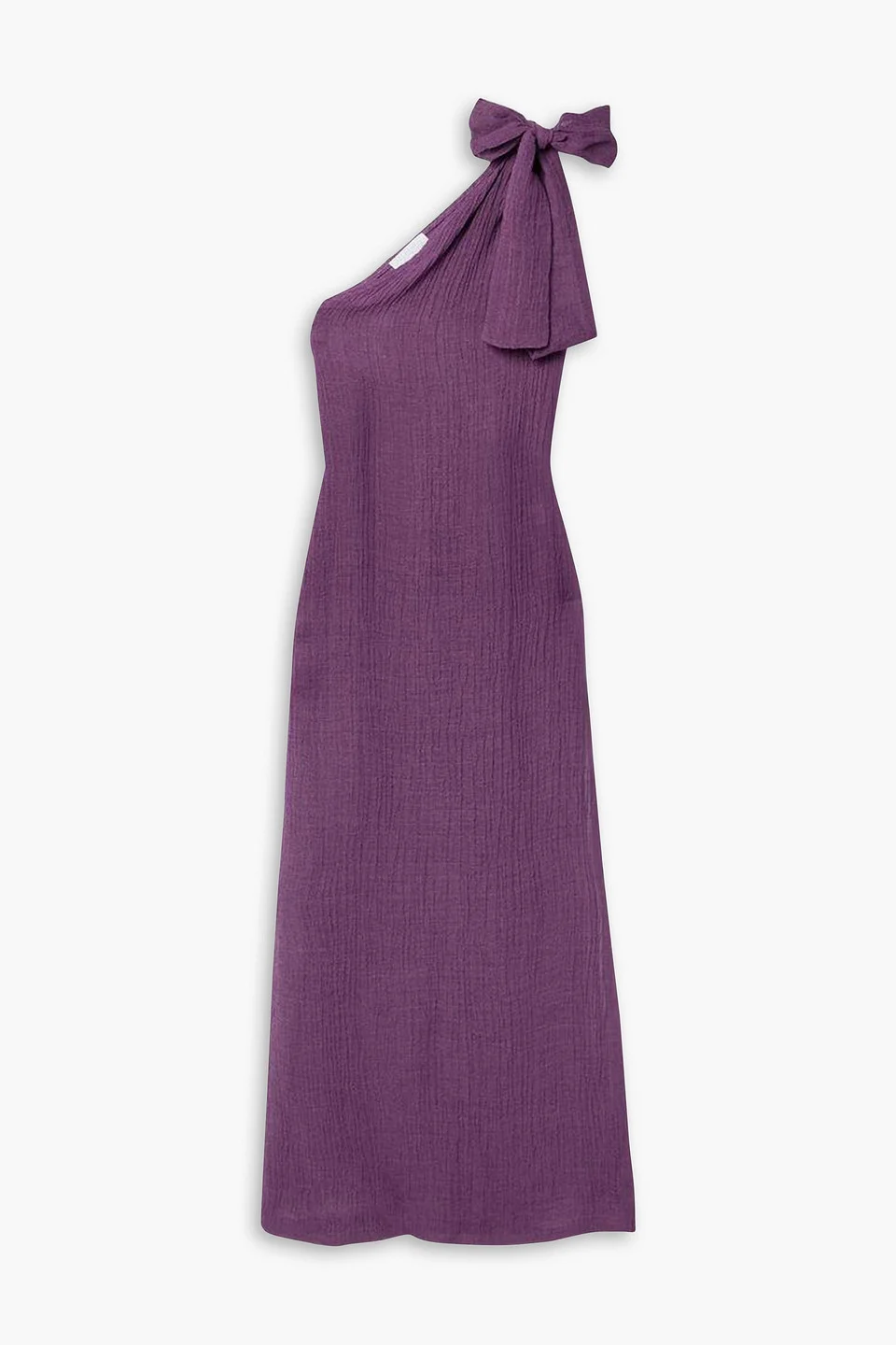 One-shoulder linen-blend gauze maxi dress - 1