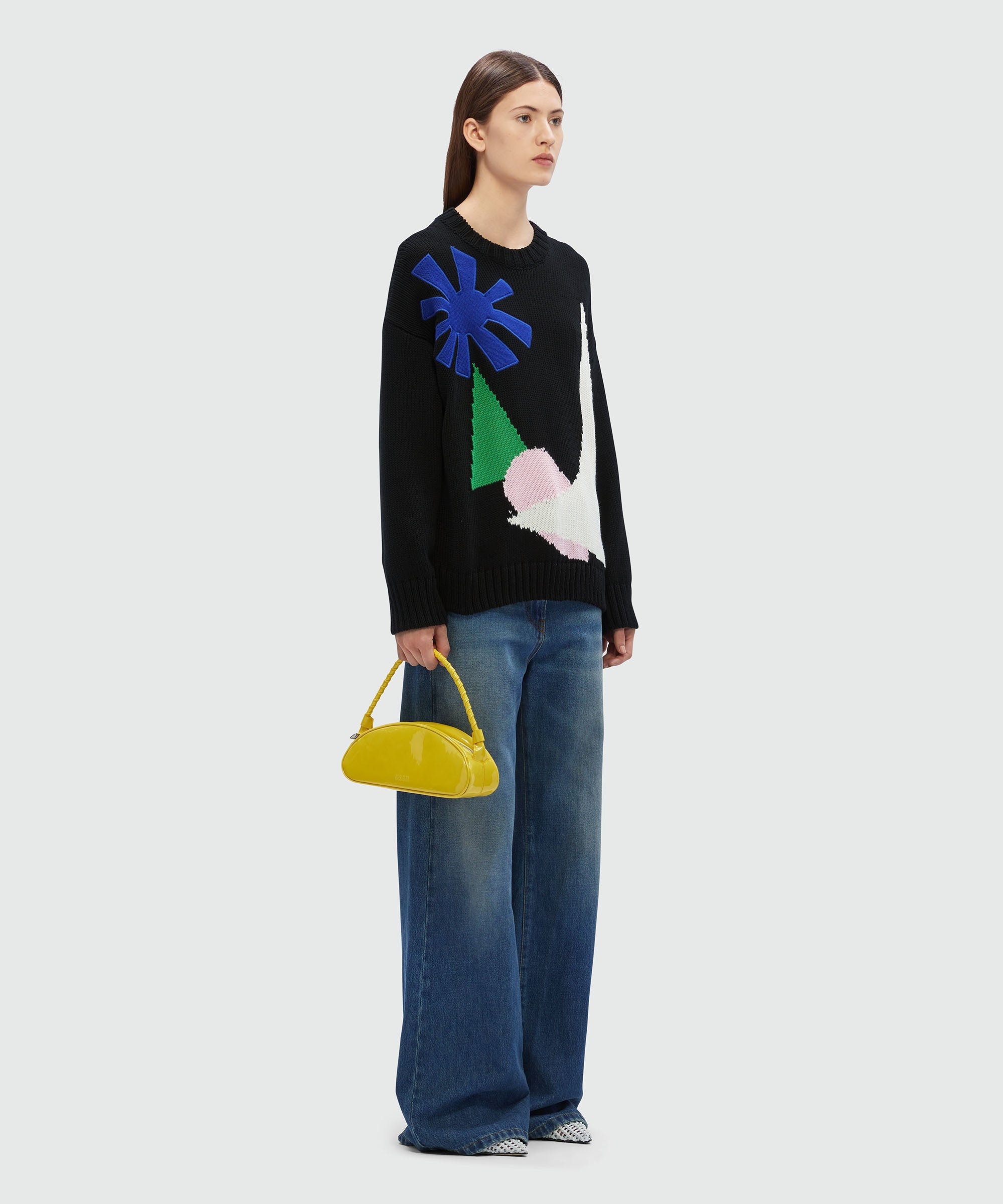 Black cotton sweater with "La Vedetta" motif - 4