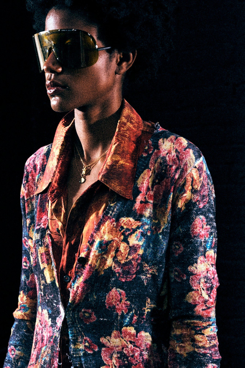 R13 PRINTED SKINNY LONG CARDIGAN outlook