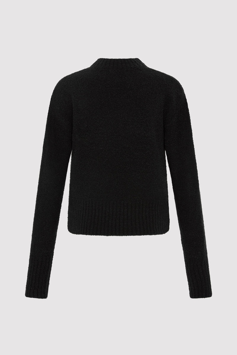 Boucle Wool Jumper - Black - 8