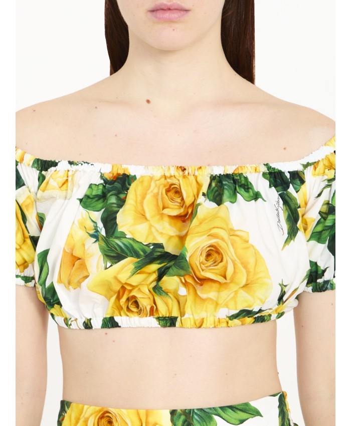 Rose-print crop top - 5