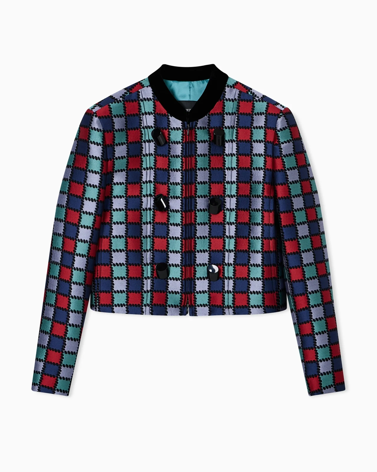 JACKET IN A JACQUARD WOOL-BLEND WITH AN ALL-OVER CHECK MOTIF - 1