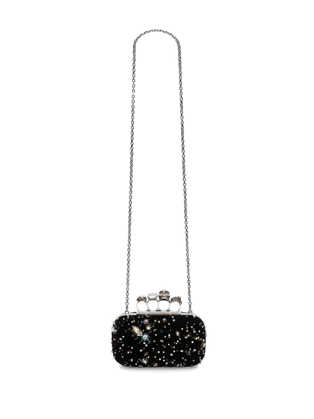 Skull Four Ring crystal-embellished clutch bag - 5