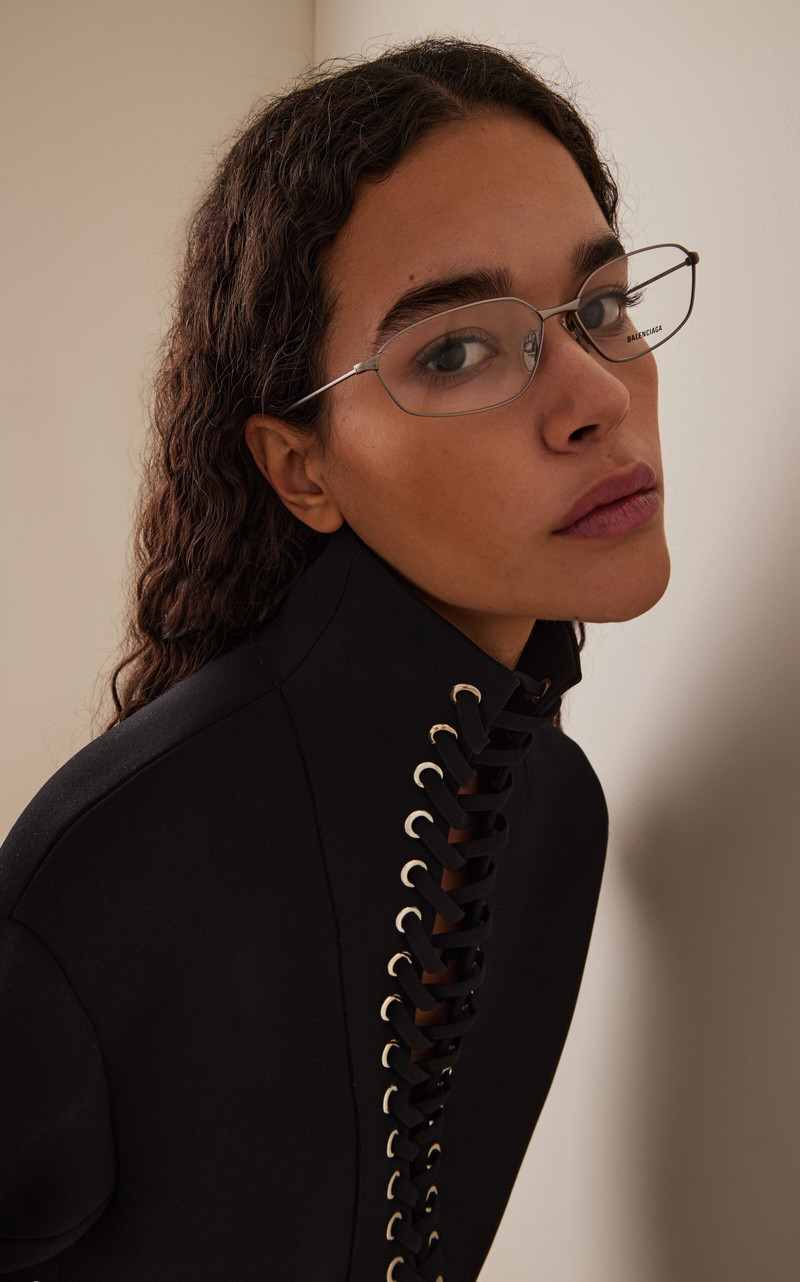 BALENCIAGA Editorial Oval-Frame Metal Glasses clear outlook