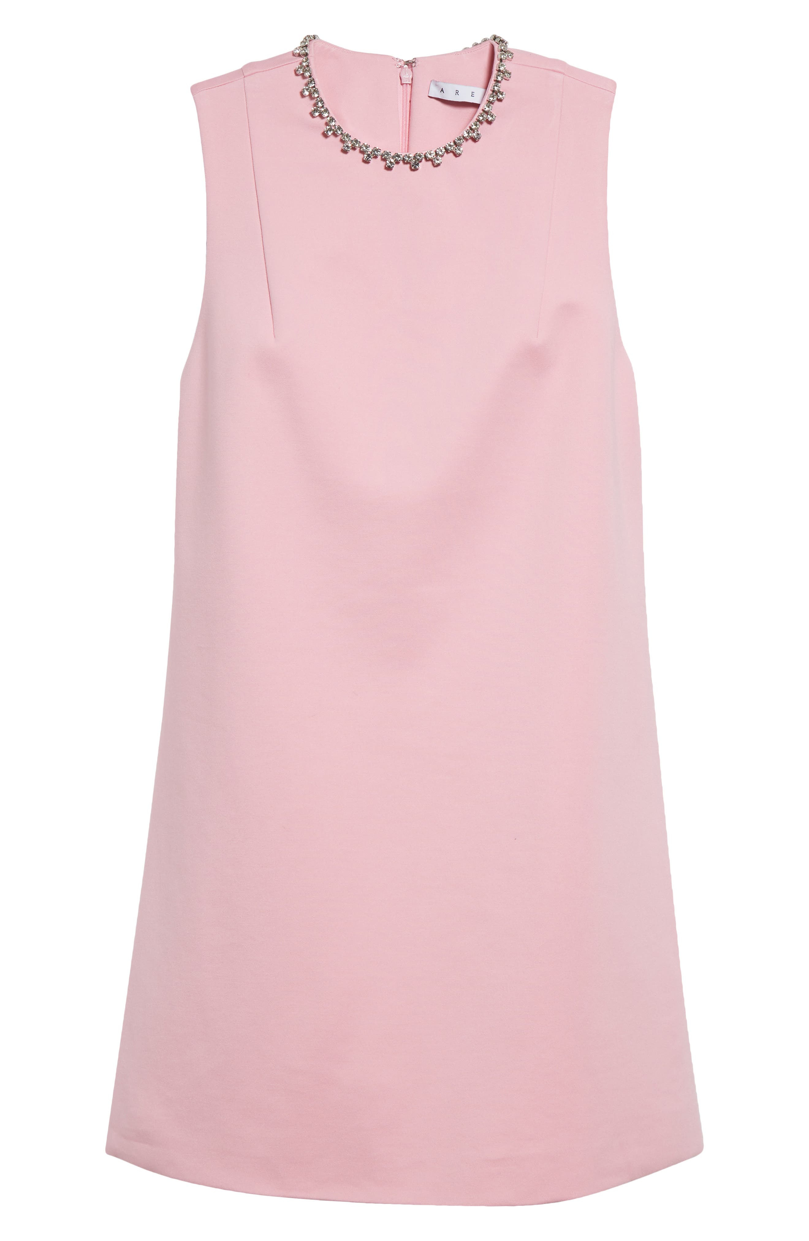 Area Crystal Heart Back Cutout Ponte Minidress in Pale Pink at Nordstrom - 5