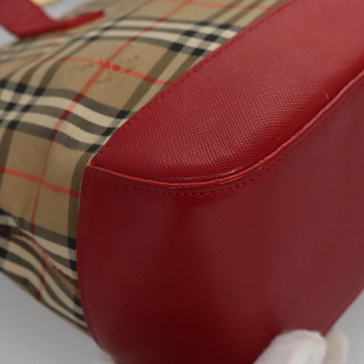 Burberry Nova Check Hand Bag Canvas Beige Red - 15