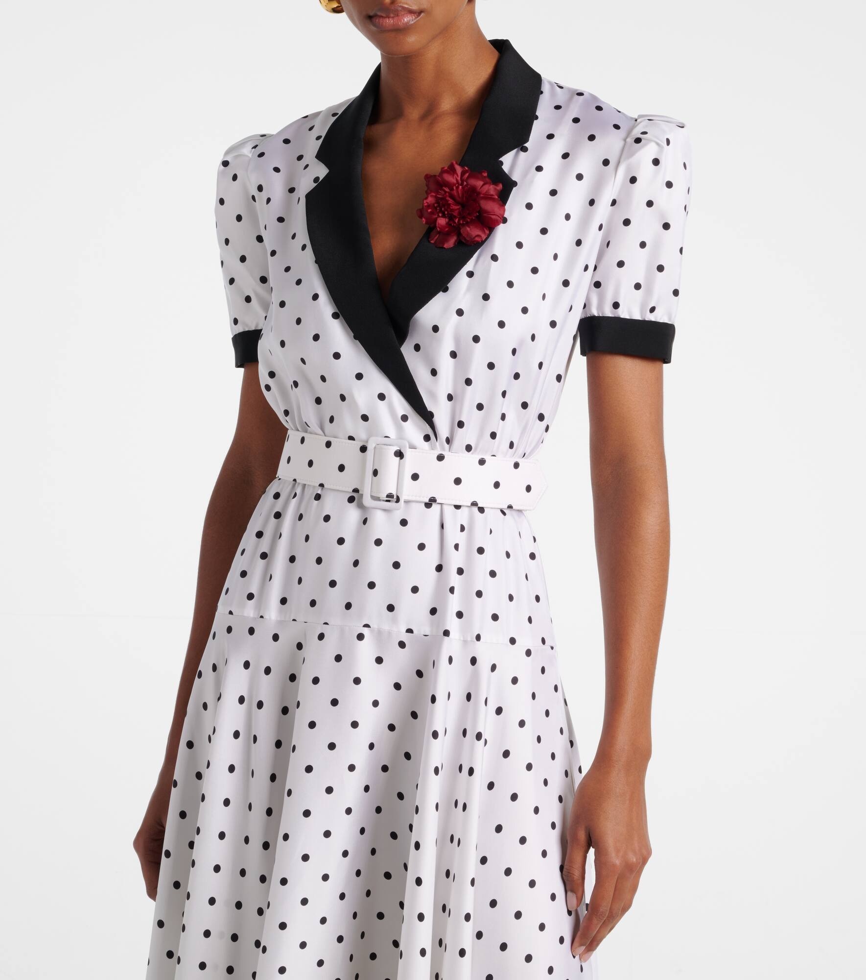 Polka Dot silk twill midi dress - 4