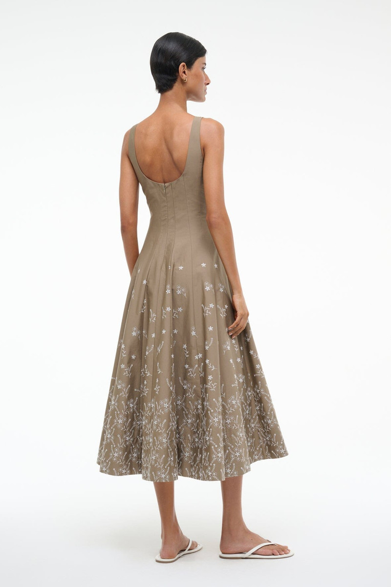 STAUD WELLS DRESS TAUPE EMBROIDERY 5
