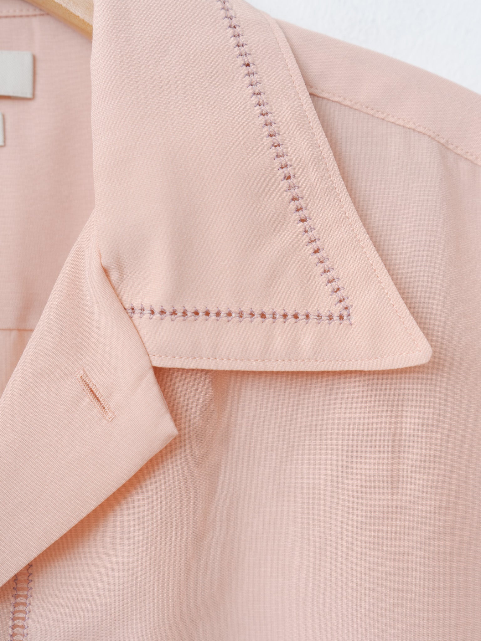 Embroidery Open Collar Shirt - Pink - 5
