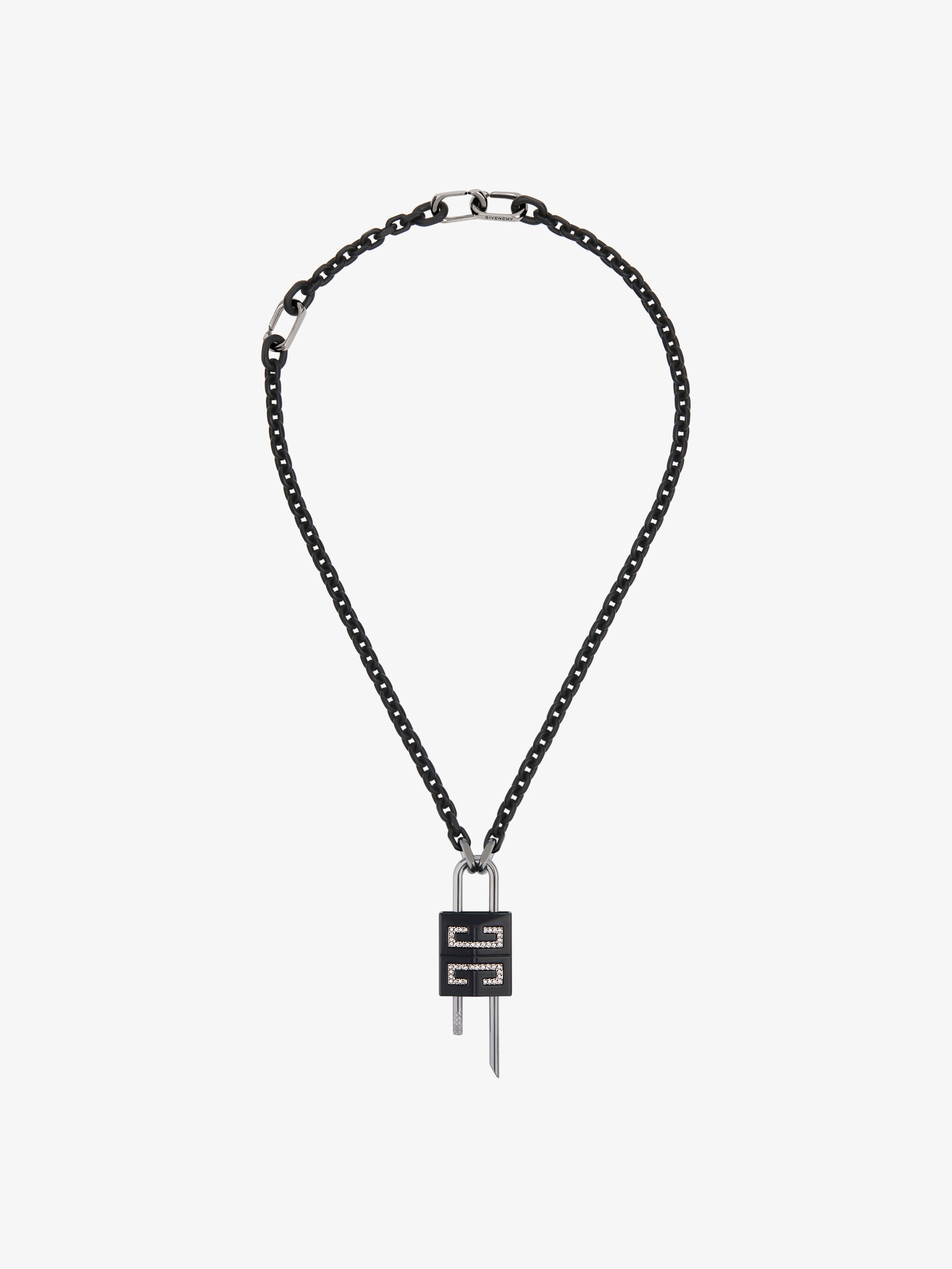SMALL LOCK NECKLACE IN METAL WITH CRYSTALS - 4
