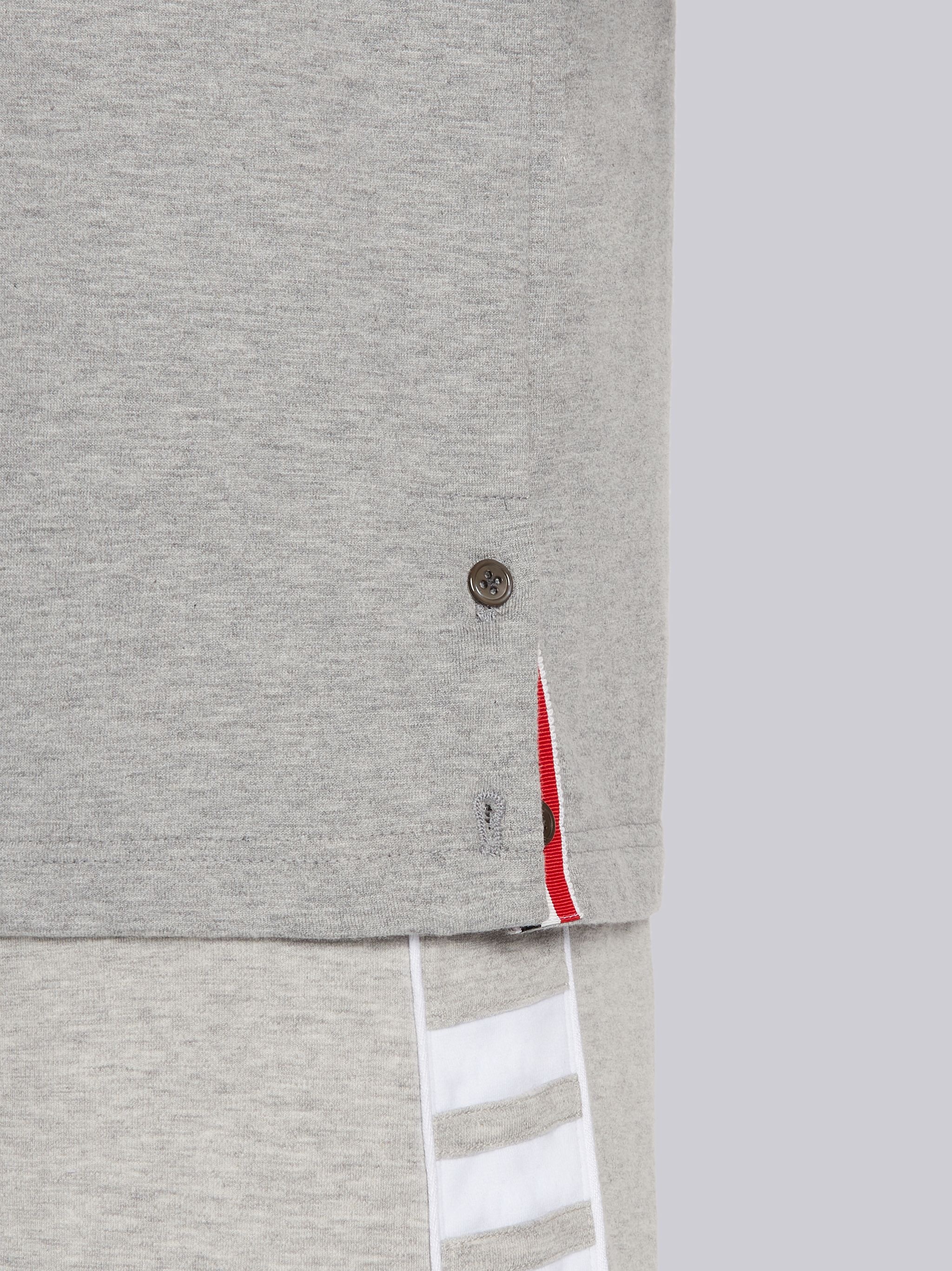 Light Grey Cotton Jersey 4-Bar Short Sleeve Yoke Seam Tee - 6