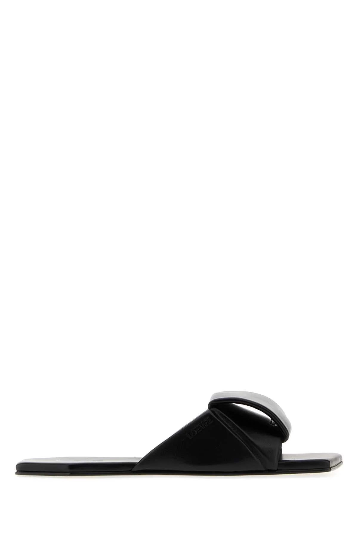 Loewe Women Black Leather Origami Slippers - 1