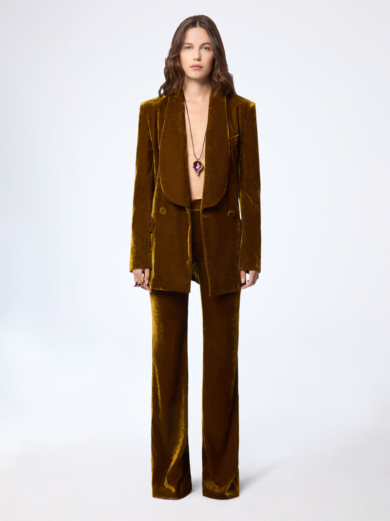 Fluid Velvet Flared Pants 1