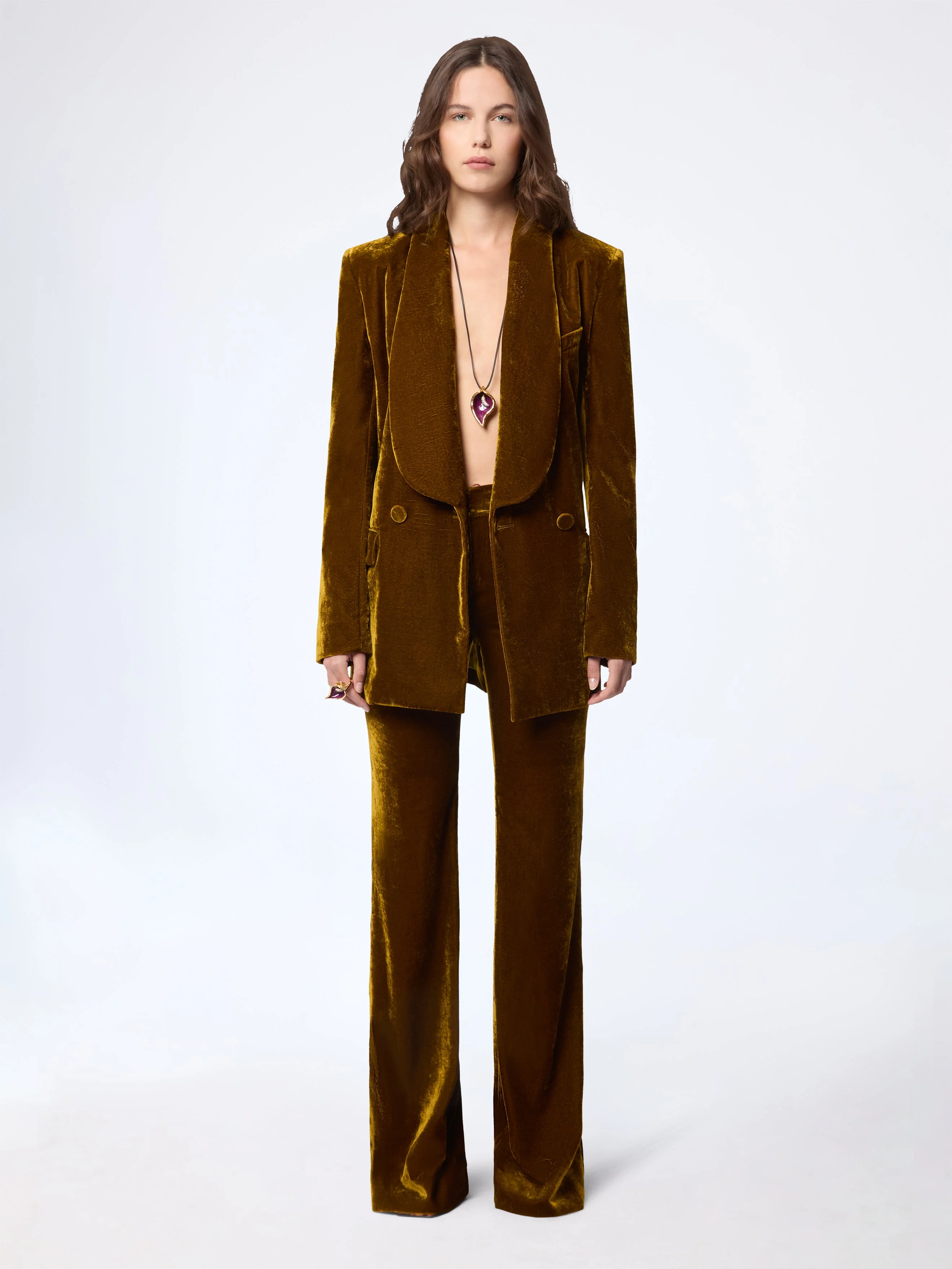 Fluid Velvet Flared Pants - 1