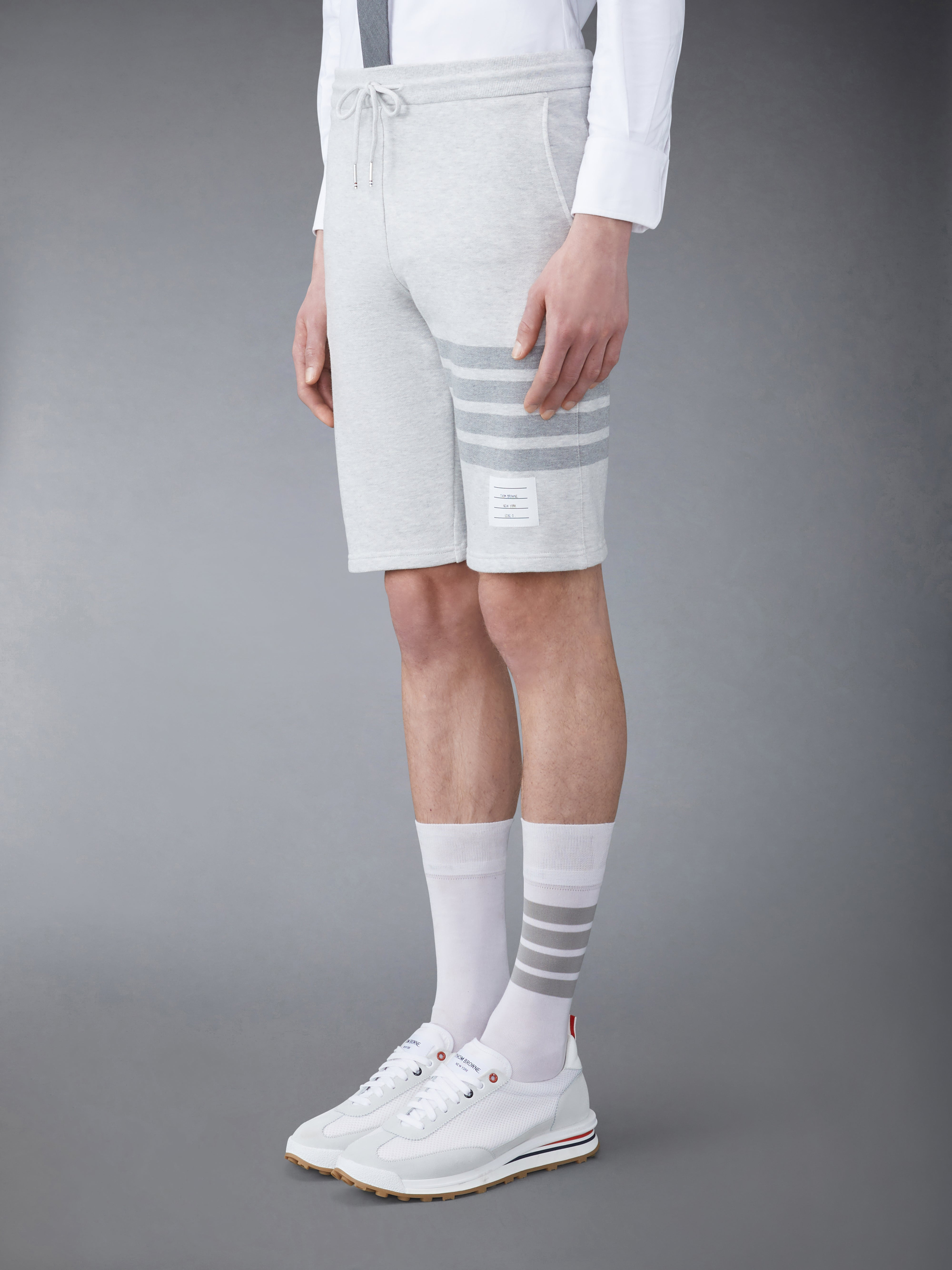 Pastel Grey Loopback Terry Tonal 4-Bar Classic Sweat Shorts - 2