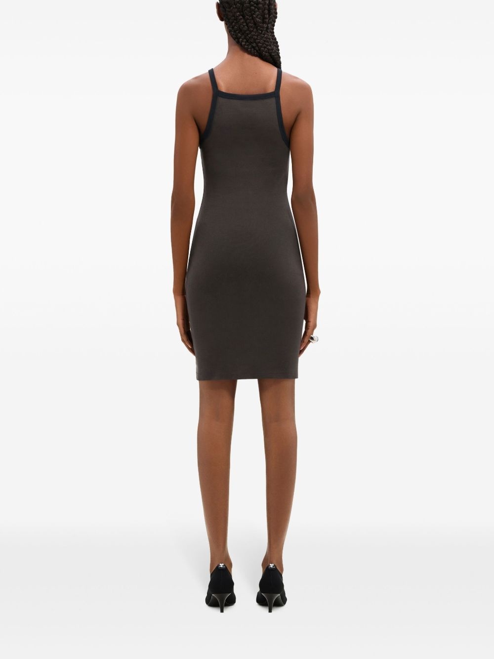 contrast-trim cotton mini dress - 4
