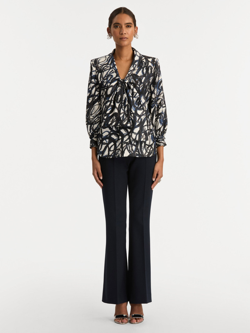 ABSTRACT SKETCH SILK TWILL BLOUSE 3